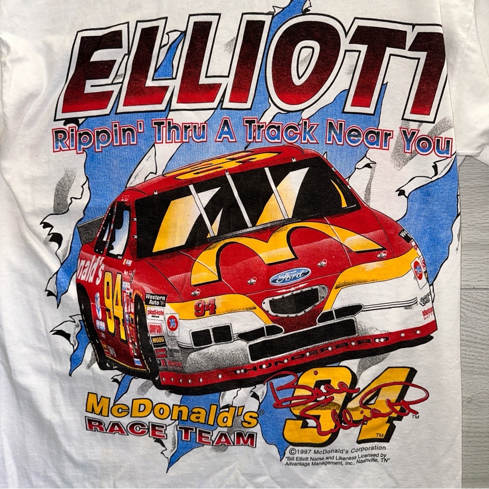 Vintage NASCAR Bill Elliott #94 McDonald’s Racing Shirt Large Single Stitch Rare